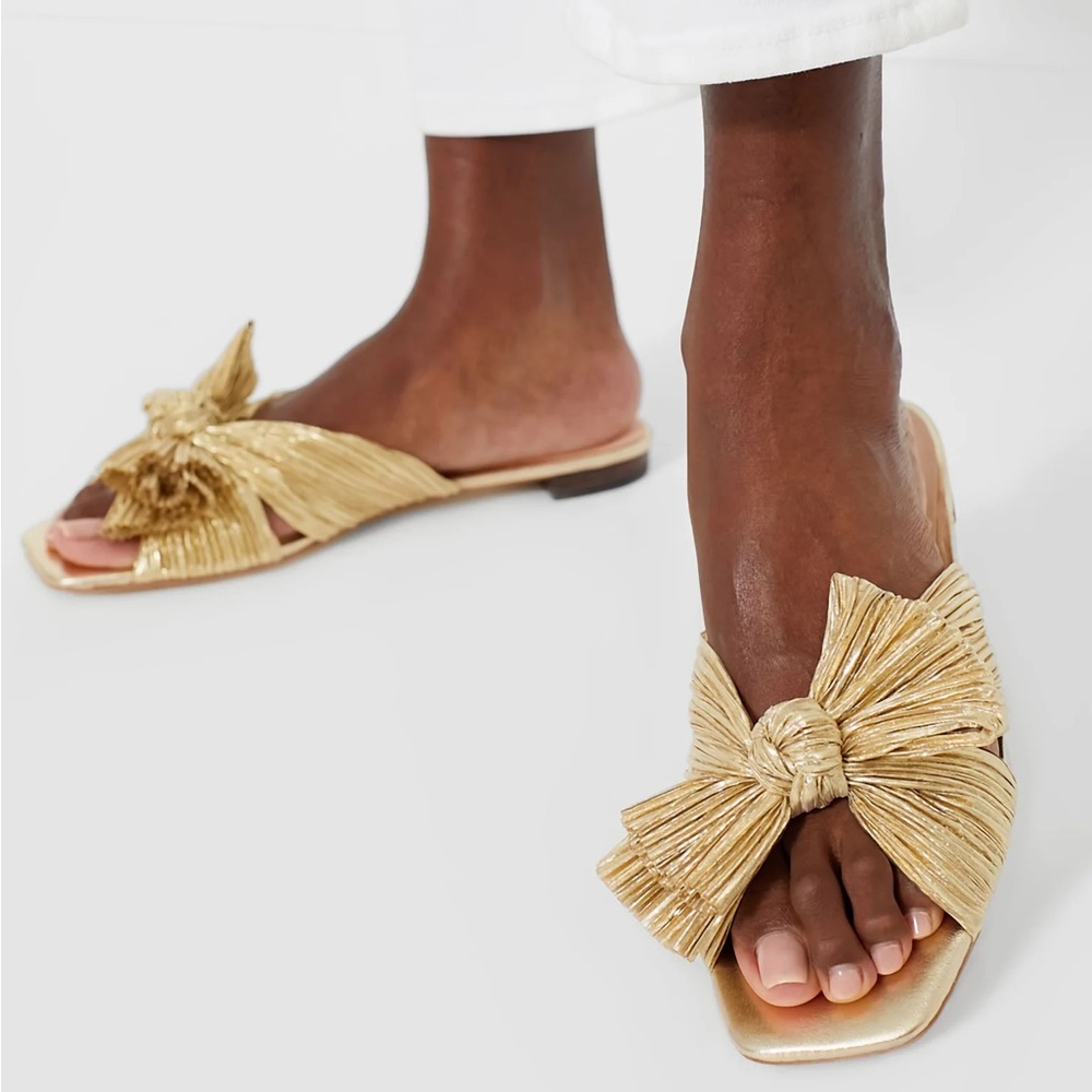 Loeffler Randall Gold Daphne Knot Flat Sandal size 7
